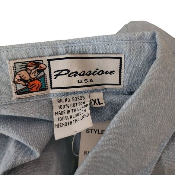 Vintage 80s Embroidered Poker Casino Short Sleeve Shirt Womens XL Blue NEW - Picture 5 of 6